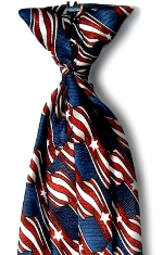 NEW 18 INCH CLIP ON POSTAL STARS AND STRIPES TIE